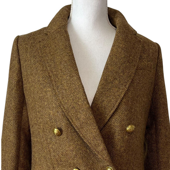 J.Crew Bristol Double Breasted Wool Herringbone Blazer Jacket Brown Size 4 - Picture 5 of 9